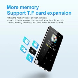 4-128GB Bluetooth Touch MP3 Player,1.8inch Color Screen Support TF Card/Fm Radio/Voice Recorder, Lossless HIFI Muisc Player MP4 