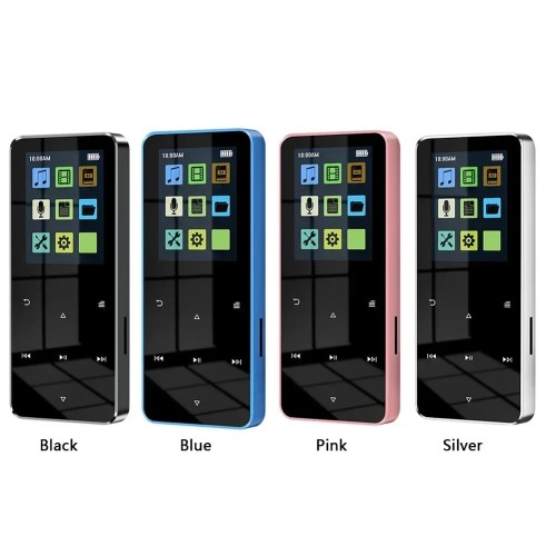 2.0 Inch Metal Touch MP3 MP4 Music Player Bluetooth 5.0 Supports Card, with FM Alarm Clock Pedometer e-Book Built-in Speaker 