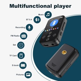 2024 Brand New MP3 MP4 Bluetooth Player C Port Charging Button Touch Screen Dual Control, Maximum Expansion Capacity 128gb 