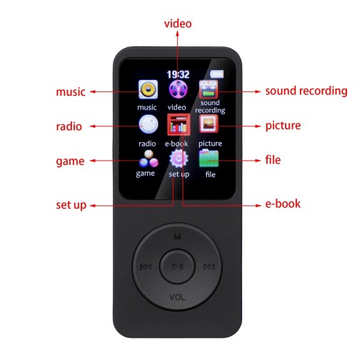 MP3 Player Bluetooth Mini Color Screen E-book Sports MP3 MP4 FM Radio Walkman Music Player Suitable for Win8/XP/VISTA 