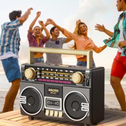 Vintage Portable Radio, AM/FM/SW Multifunctional Radio，USB Charging, TF Card & AUX Playback, for Home, Outdoor and Emergency Use 