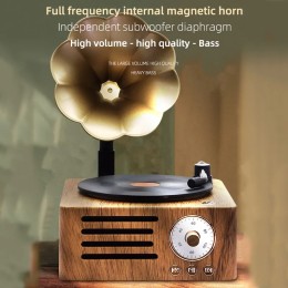 Retro Radio Portable Mini FM Radio Bluetooth Speaker MP3 Music Box Vintage Record Player with Microphone Support TFCard/AUX Play 