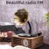 Retro Radio Portable Mini FM Radio Bluetooth Speaker MP3 Music Box Vintage Record Player with Microphone Support TFCard/AUX Play 