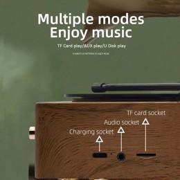 Retro Radio Portable Mini FM Radio Bluetooth Speaker MP3 Music Box Vintage Record Player with Microphone Support TFCard/AUX Play 