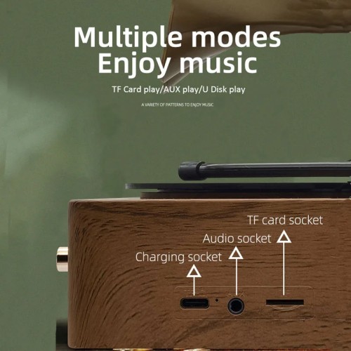 Retro Radio Portable Mini FM Radio Bluetooth Speaker MP3 Music Box Vintage Record Player with Microphone Support TFCard/AUX Play 
