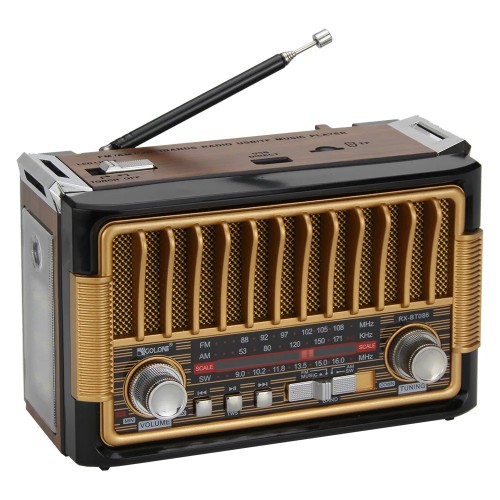 Vintage Home  AM/FM/SW Radio with Light Portable Wireless Bluetooth Audio TF Card USB Flash Disk MP3 Player 