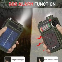 Outdoor Solar Emergency Hand Crank Dynamo Portable Vintage AM/FM/SW Full-band Radio BT5.0 Bluetooth Speaker With Flashlight SOS 