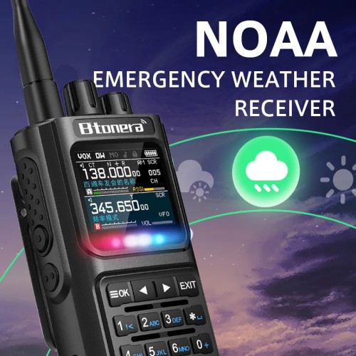 BTONERA BT8000 Full Band Ham Radio 256 Channel Air Band Two Way Radio USB-C Aviation NOAA Police Marine Amateur HT Scanner Roger 