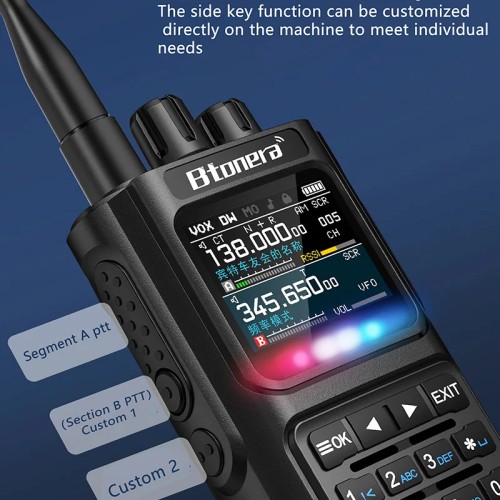 BTONERA BT8000 Full Band Ham Radio 256 Channel Air Band Two Way Radio USB-C Aviation NOAA Police Marine Amateur HT Scanner Roger 