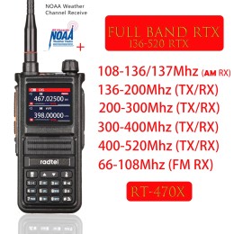 Radtel RT-470X Full band Ham Radio 256CH Air Band Two Way Radio Walkie Talkie Air Band Receive NOAA Police Marine Transceiver 