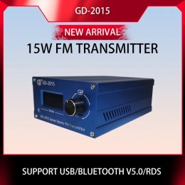 GD-2015 15W FM Transmitter RDS support FM Radio Station Radio Broadcast Transmitter QN chip 76-108Mhz 