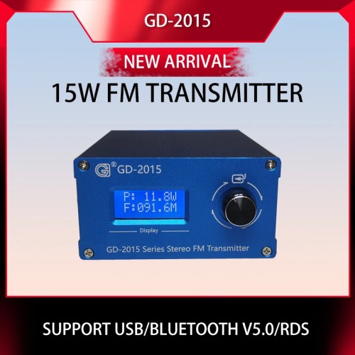 GD-2015-ALL 15W FM Transmitter FM Radio Station Radio Broadcast Transmitter QN chip 76-108Mhz 