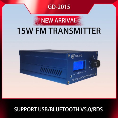 GD-2015-ALL 15W FM Transmitter FM Radio Station Radio Broadcast Transmitter QN chip 76-108Mhz 