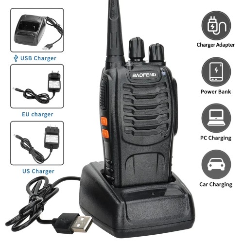 2/4PCS Baofeng BF-888S V2 Walkie Talkie Dual Band Portable Long Range UHF 400-470MHz USB/EU/US Ham Two Way Radio for Hunting 