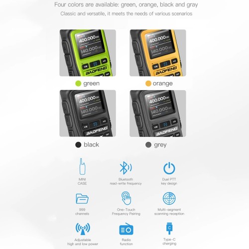 BAOFENG UV-5R Mini Walkie Talkie Multi Band Bluetooth Programming Wireless Copy Frequency 999CH AM FM Long Range Two Way Radio 