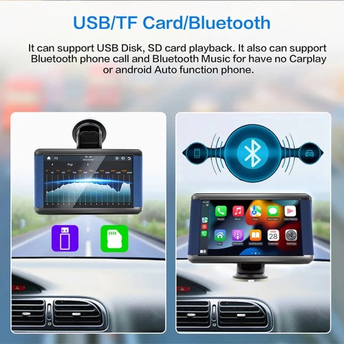 IPS 7Inch Car Touchscree Universal Portable Car Radio MP5 Multimedia Video Player for Car Screen Wireless Carplay Android Auto 