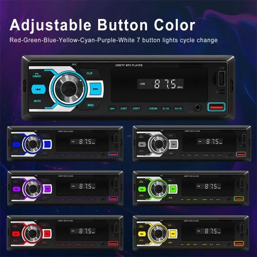 1 Din Car Radio Bluetooth MP3 Player AUX USB TF USB Audioo Multimedia Players Hands-Free Calling Locate The Car through the APP 