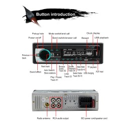 BQCC 1din Universal Car Radio MP3 Player DAB/FM/BT/AUX/USB/TF/Mobile Phone Charging 7 Color Lights Car Radio JSD520 