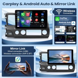 10.1 Inch Wireless Car Stereo for Honda Civic 2006-2011 CarPlay Android Auto Touch Screen Car Radio with Backup Camera GPS WIFI 