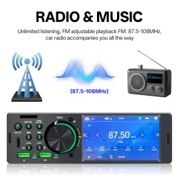 Hippcron 4.1” Car Radio 1 din Multimedia Mp5 Player Touch Screen Bluetooth Stereo Mp3 Player FM Receiver USB TF Card Universal 