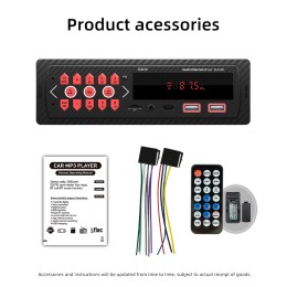 ESSGOO Car Radio 1 DIN Stereo FM Bluetooth MP3 Audio Player Cellphone Handfree Digital USB/SD With In Dash Aux Input 