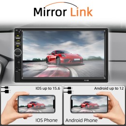 HIPPBQCC Car Radio 7 Inch 1 Din MP5 Multimedia Player Touch Screen FM ISO Power Aux Input Bluetooth USB Mirror Link Universal 