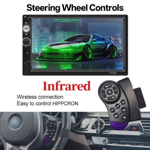 HIPPCRON 7inch Car Radio 2din HD Touch Screen MP5 Player Bluetooth 12V FM ISO Power Aux Input Mirror Link Multimedia Player 