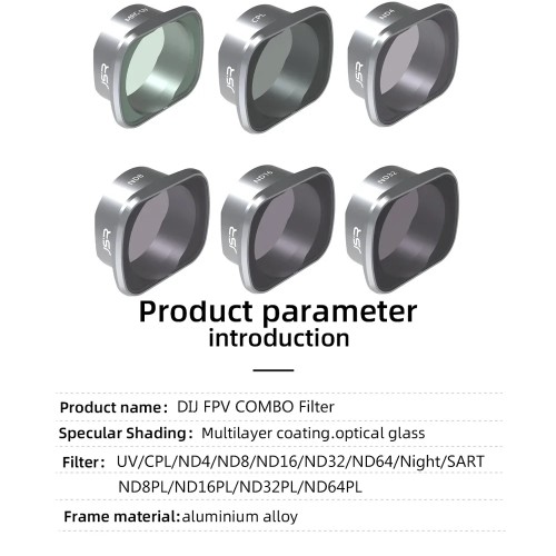 UV CPL NDPL 4 8 16 32 64 Star Night Lens Filters for DJI FPV Combo Drone Filter Set Neutral Density Polar Kit Quadcopter Camera 