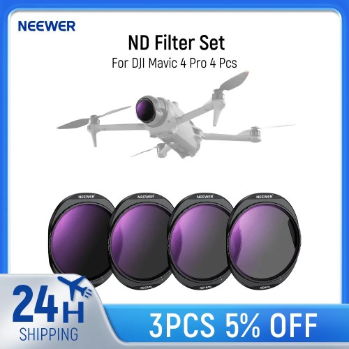 NEEWER ND Filter Set For DJI Mavic 4 Pro 4 Pcs, Screw On ND8/PL + ND16/PL + ND32/PL + ND64/PL Neutral Density Drone Lens Filter 