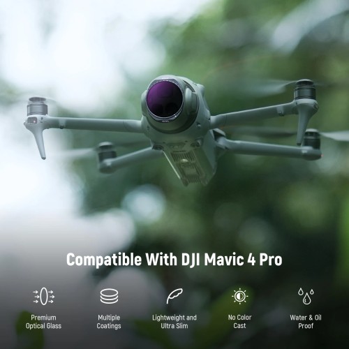 NEEWER ND Filter Set For DJI Mavic 4 Pro 4 Pcs, Screw On ND8/PL + ND16/PL + ND32/PL + ND64/PL Neutral Density Drone Lens Filter 