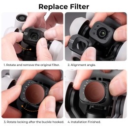 K&F Concept Drone Filter for DJI Mini 3 Pro &Mini 3 UV/CPL/ND2-ND32/ND32-ND512 Variable Camera Coating Optical Glass Lens Filter 