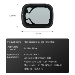 Aluminum Alloy Optical Glass Lens Filter Glass Protection ND16 ND32 ND64 Filters Drone Accessories for DJI Mini 3 Pro 