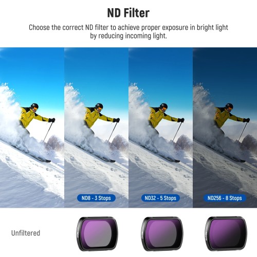 NEEWER 3 Pack ND Filter Set with 0.75X Wide Angle Lens, 2X Macro Lens, 1.2X Blue Anamorphic Lens For DJI Osmo Pocket 3 