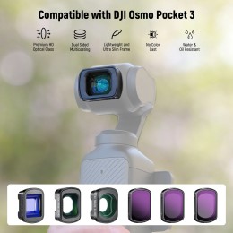 NEEWER 3 Pack ND Filter Set with 0.75X Wide Angle Lens, 2X Macro Lens, 1.2X Blue Anamorphic Lens For DJI Osmo Pocket 3 