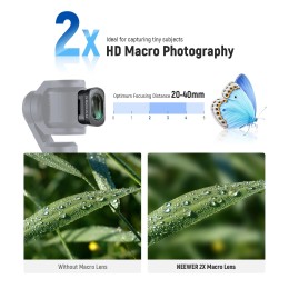 NEEWER 3 Pack ND Filter Set with 0.75X Wide Angle Lens, 2X Macro Lens, 1.2X Blue Anamorphic Lens For DJI Osmo Pocket 3 