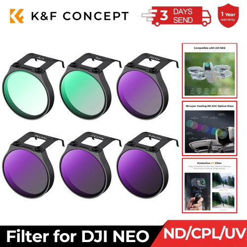 K&F Concept Drone Filter Set for DJI NEO Multi-Coated HD UV CPL ND8 ND16 ND32 ND64 Polarizer Neutral Density Drone Lenses Filter 