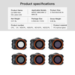 For DJI Mavic Mini 1 2 SE Lens Filter UV CPL ND PL Drone Filter Kit Optical Glass Protective for DJI Mavic Mini 1 2 SE Accessori 