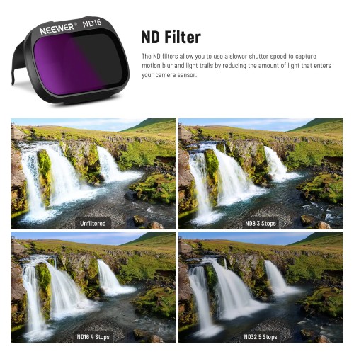 NEEWER 4 Pack ND Filter Set Multi Coated HD Optical Glass ND8+ND16+ND32+CPL Filter for DJI Mavic Mini Mini 2 Mini SE Mini 2SE 