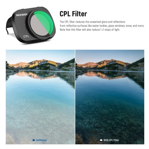NEEWER 4 Pack ND Filter Set Multi Coated HD Optical Glass ND8+ND16+ND32+CPL Filter for DJI Mavic Mini Mini 2 Mini SE Mini 2SE 