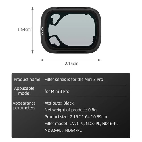 Aluminum Alloy Optical Glass Lens Filter Glass Protection ND16 ND32 ND64 Filters Drone Accessories for DJI Mini 3 Pro 