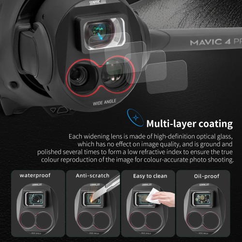 For DJI Mavic 4 Pro Wide Angle Lens Filter 110° Wide-Angle Lens Filters HD Optical Glass Anti-scratch Lens Drone Accessories 