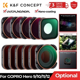 K&F Concept Action Camera Filters for GOPRO Hero 9/10/11/12 UV CPL ND/PL ND8 ND16 ND32 ND64 ND1000 Waterproof Case Filters Set 