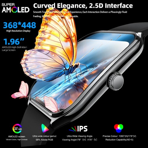 New Ultra Thin Smart Watch men 1.96" AMOLED HD Pixel Display Always Show Time BT Call Reminder Smartwatch Ladies For Android iOS -  44