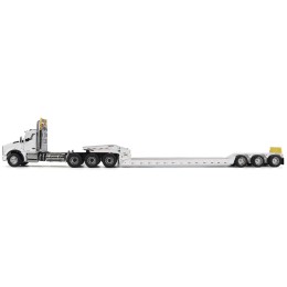 Kenworth T880 SBFA Tridem Truck with Trail King HDG Lowboy Trailer White 'Transport Series' 1/50 Diecast Model by Diecast Masters