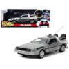 DeLorean Brushed Metal Time Machine with Lights 'Back to the Future' (1985) Movie 'Hollywood Rides' Series 1/24 Diecast Model Car by Jada