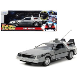 DeLorean Brushed Metal Time Machine with Lights 'Back to the Future' (1985) Movie 'Hollywood Rides' Series 1/24 Diecast Model Car by Jada