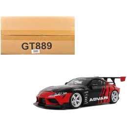 2020 Toyota Supra GR RHD (Right Hand Drive) 'Advan' Black and Red 1/18 Model Car by GT Spirit