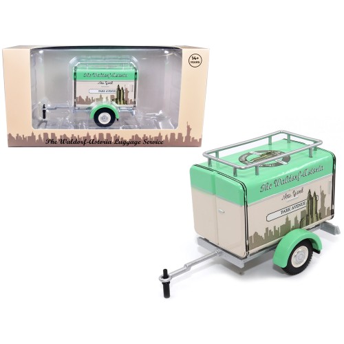 Travel Trailer Beige with Light Green Top 'The Waldorf-Astoria Luggage Service New York - Park Avenue' 1/24 Diecast Model Car by Motor City Classics
