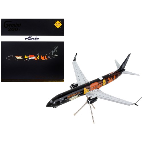 Boeing 737-900ER Commercial Aircraft with Flaps Down 'Alaska Airlines - Our Commitment' Black with Graphics 'Gemini 200' Series 1/200 Diecast Model Airplane by GeminiJets