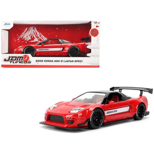 2002 Honda NSX-R RHD (Right Hand Drive) 'Bridgestone' Red with Black Top and White Stripes 'JDM Tuners' Series 1/24 Diecast Model Car by Jada